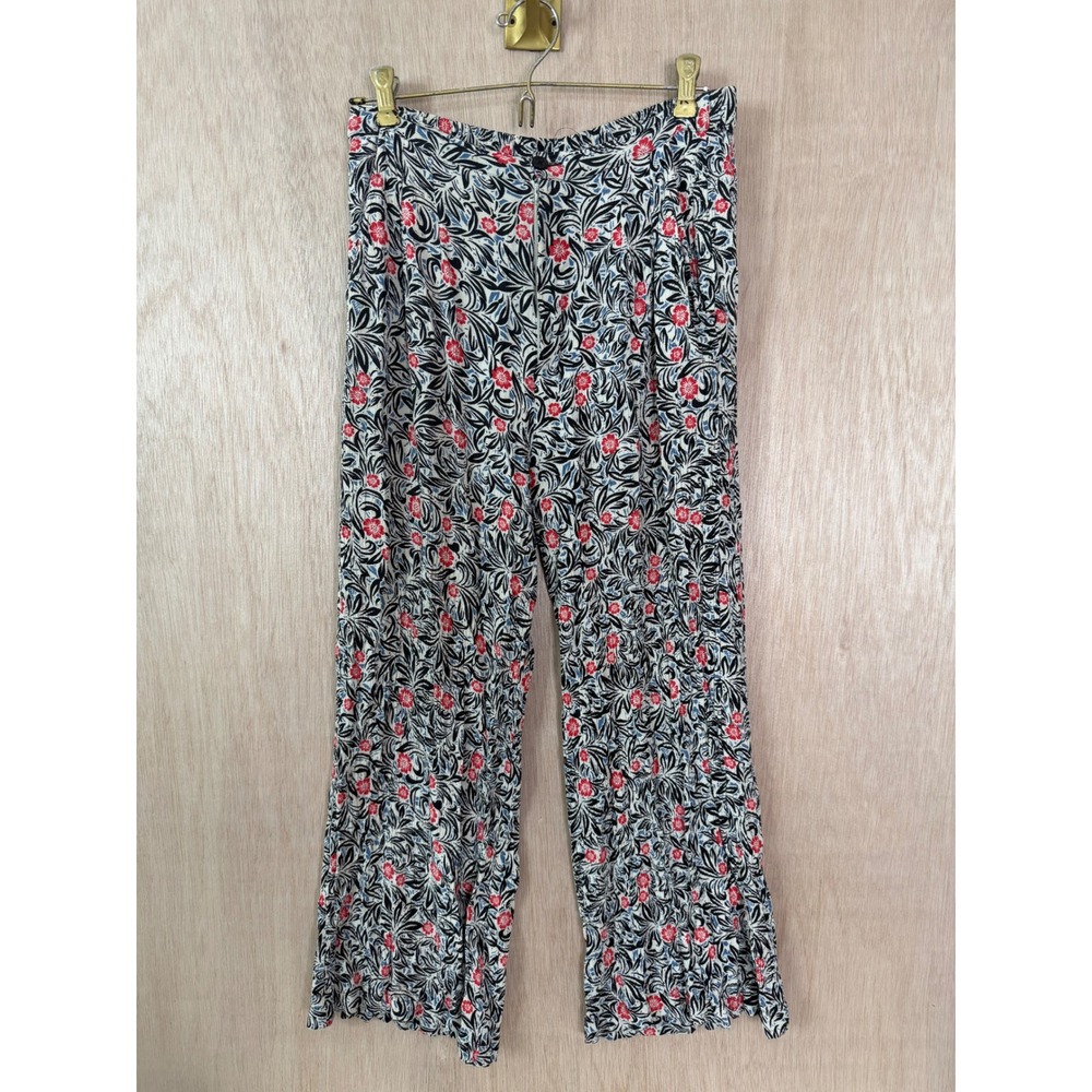 Sisstrevolution Floral Wide Leg Pants Red Blue Cream Boho Summer Trousers Medium